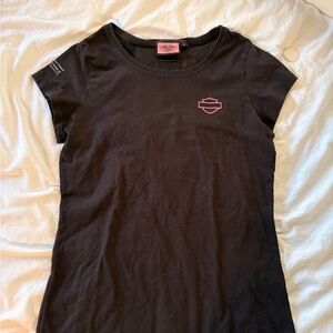 Harley Davidson black breast cancer awareness, graphic Tee - small